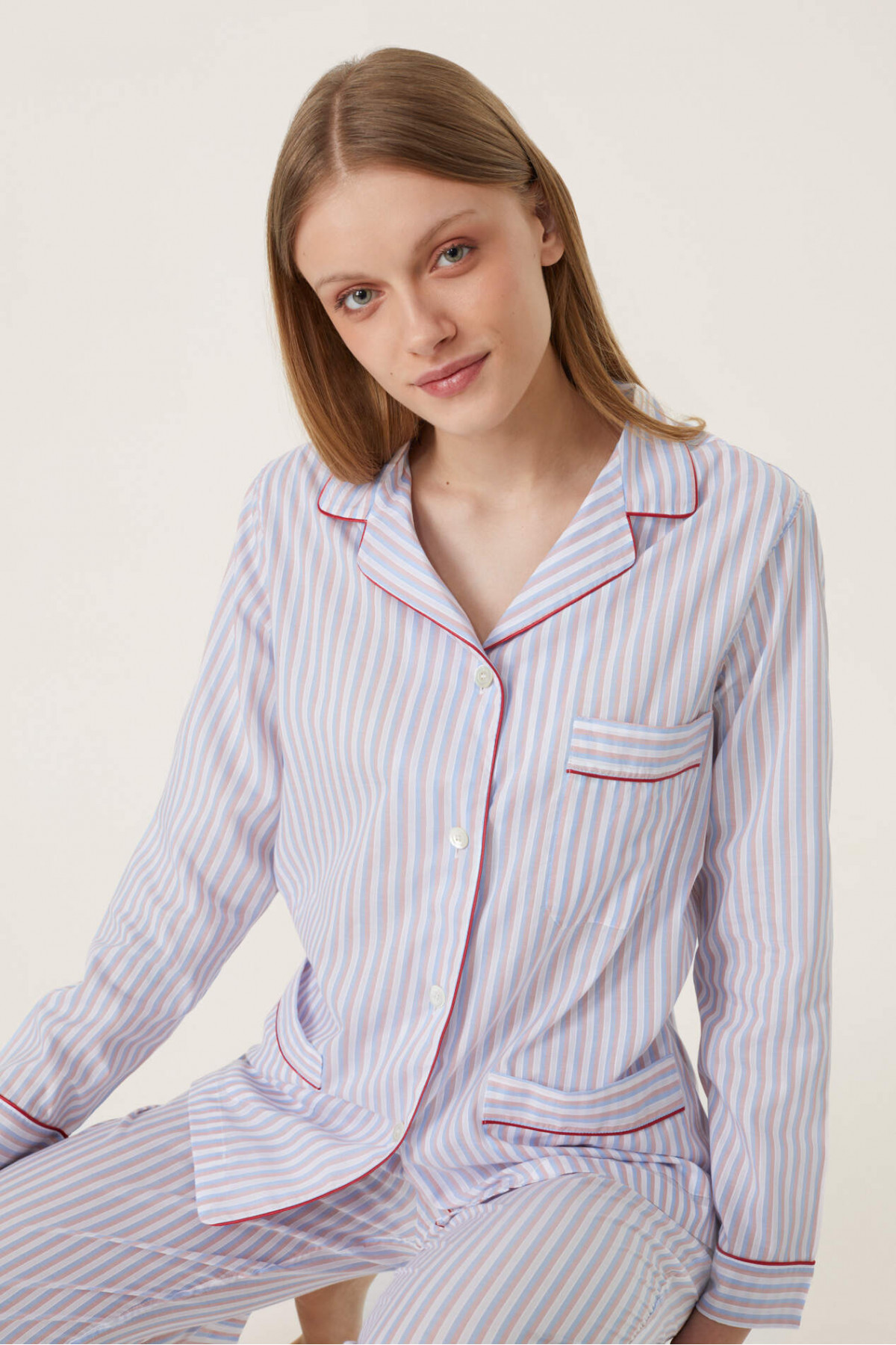 Striped Cotton Voile Pajama Set